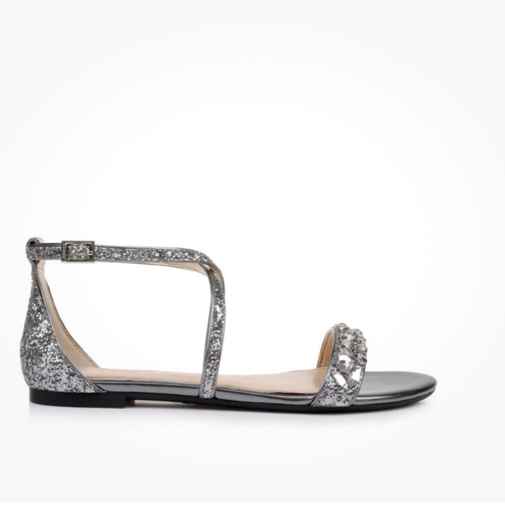 Jewel Badgley Mischka Osome Glitter Sandal Size 10 - Picture 3 of 13
